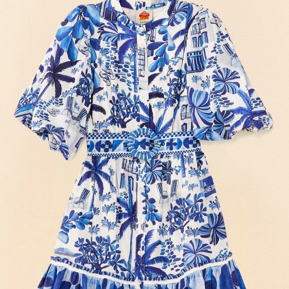 Farm Rio, Sweet Rio Puff Sleeve Mini Dress - Picture 1 of 4
